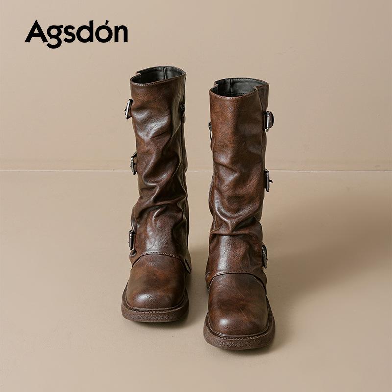 Maillard Martin Boots New Autumn Brown Western Cowboy Boots Medium Knight Boots