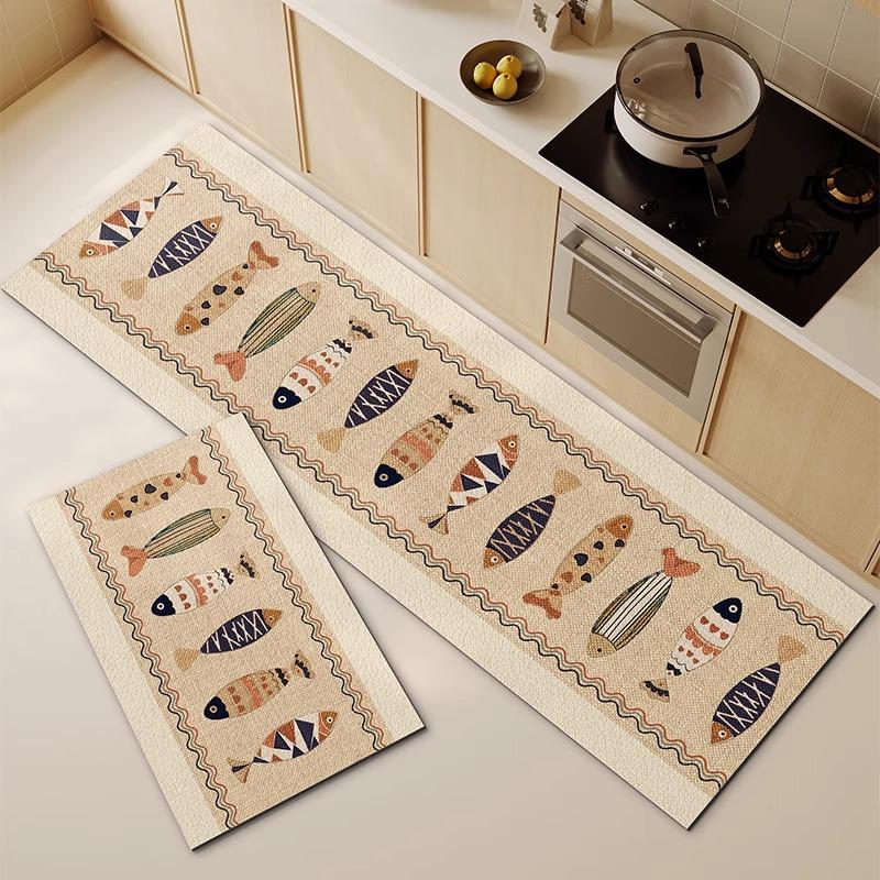Kitchen Rug Waterproof Floor Mat PVC Leather Carpet Anti-slip Mats Japanese Style Home Decor Rugs alfombras de cocina