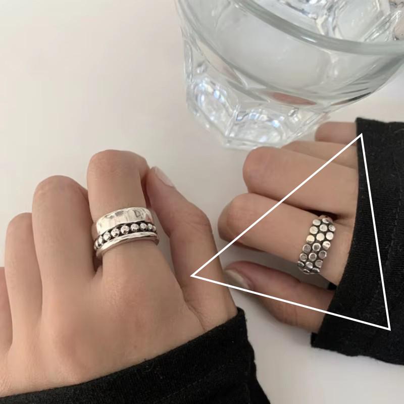 PANJBJ  925 Sterling Silver Double Layer Ring for Women Girl Gift Geometry Hollowing Out Minimalism Fashion Jewelry Wholesale