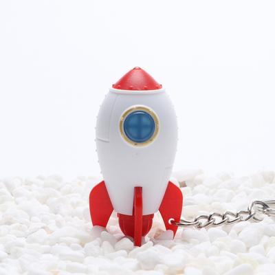 Led Rocket Keychains Pvc 6Cm Light Sound Manned Spacecraft Plane Model Toys Decoration Pendent Props