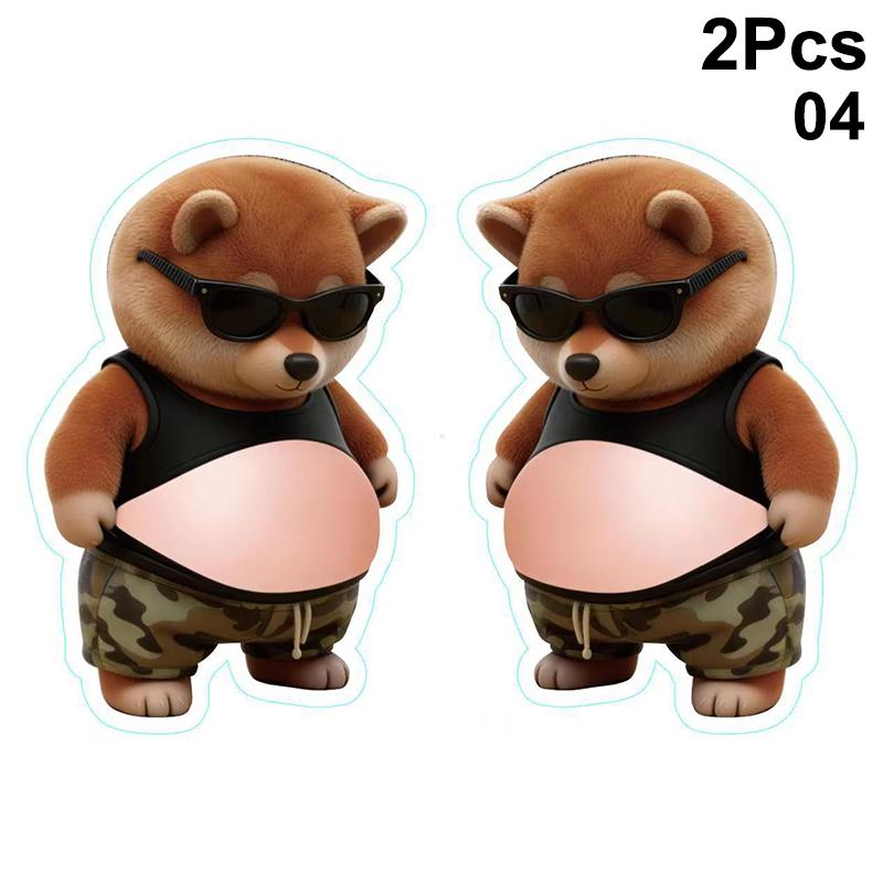 2Pcs Cute Shiba Inu Dog Cat Belly Sticker With A Soft Pink Background Silicone Self-Adhesive Sticker For Phone Car Decoration