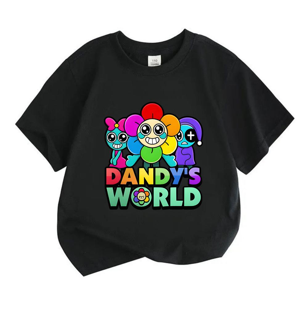 Kids Boys Girls Crew Neck Short Sleeve 100% Cotton T-Shirt, Cute Cartoon Colorful Character Printed Casual Tees for Children Summer Soft Breathable To