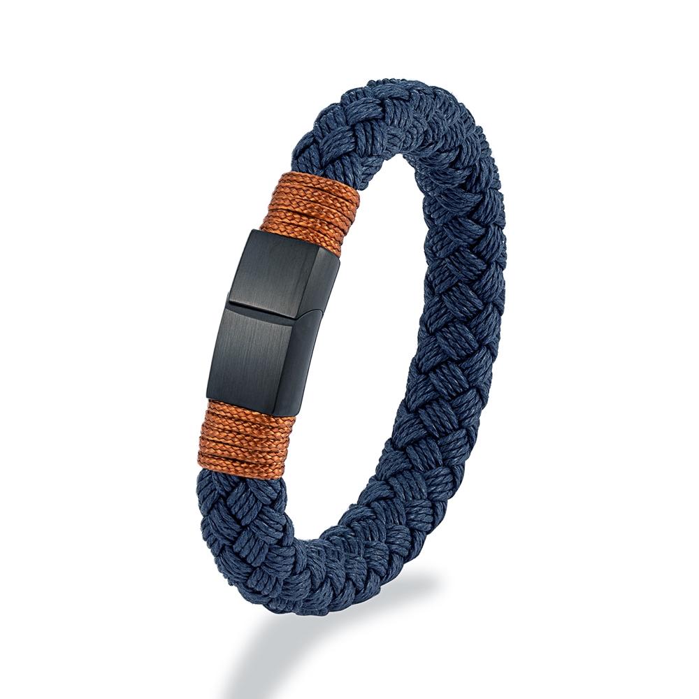 Nautical Wide Rope Bracelet Men Stainless Steel Adjustable Shackle Clasp Wrap Bangles Handmade Jewelry Gift