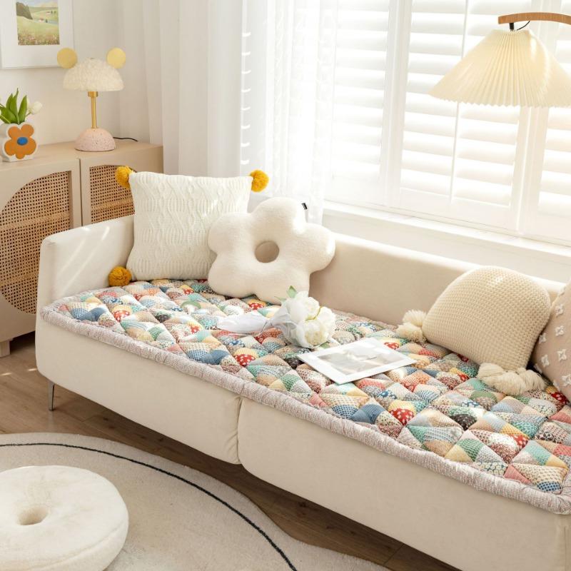 New Thickened Cotton Sofa Mat Home Living Room Decoration Multiple Anti Slip Bay Window Mats Modern Minimalist Soft High-quality Striped Seat Cushions