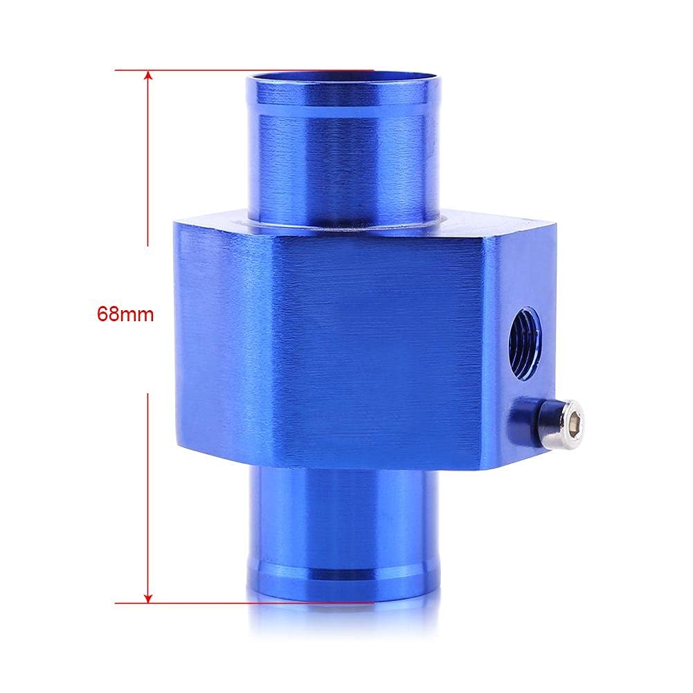 38mm Radiator Temperature Joint Pipe, Keenso Aluminum Water Temp Meter Temperature Gauge Joint Pipe Radiator Hose Adapter, Blue 26mm - 40mm (38mm)