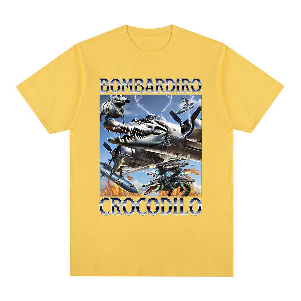 Bombardiro Crocodilo Crocodile Plane Bomber Funny Meme T-shirt Men's Women Casual Cotton Short Sleeve T Shirts Comfort T-shirts