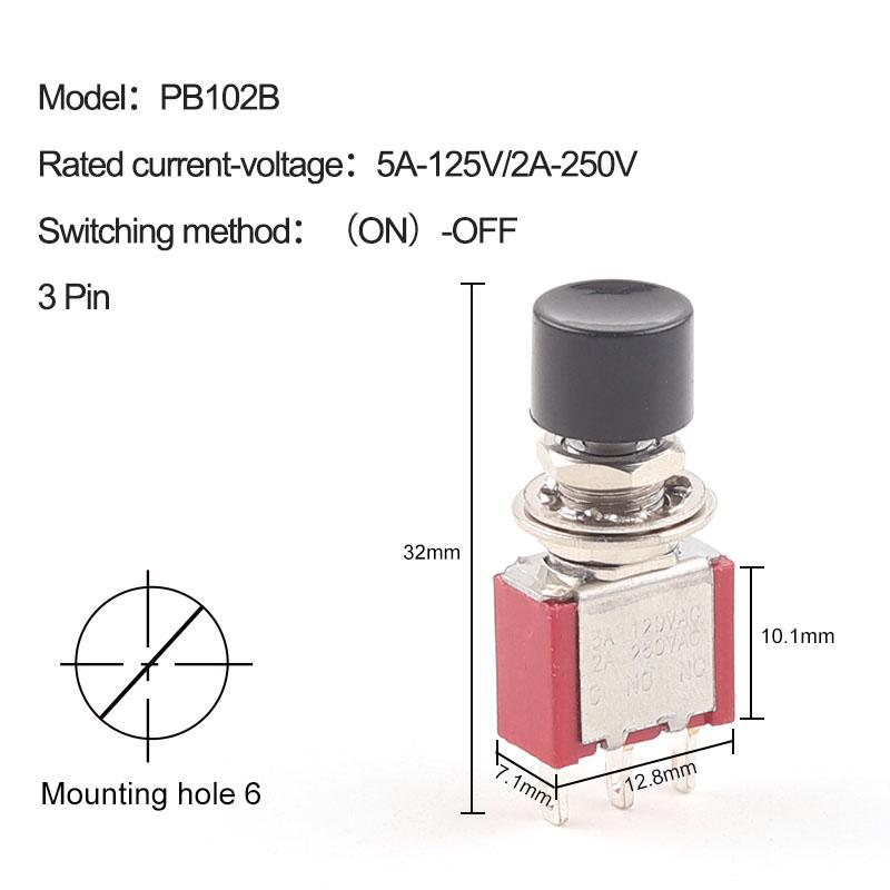 5 Stücke 3Pin 6Pin C-NO-NC 6mm Mini Momentary Automatische rückkehr Push Button Schalter (EIN)-AUS 5A125V/2A250V Kippschalter