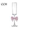 Butterfly Wine Glass Champagne Flutes with 3D Pink Decoration Wedding Glasses Faux Crystal Party Anniversary
