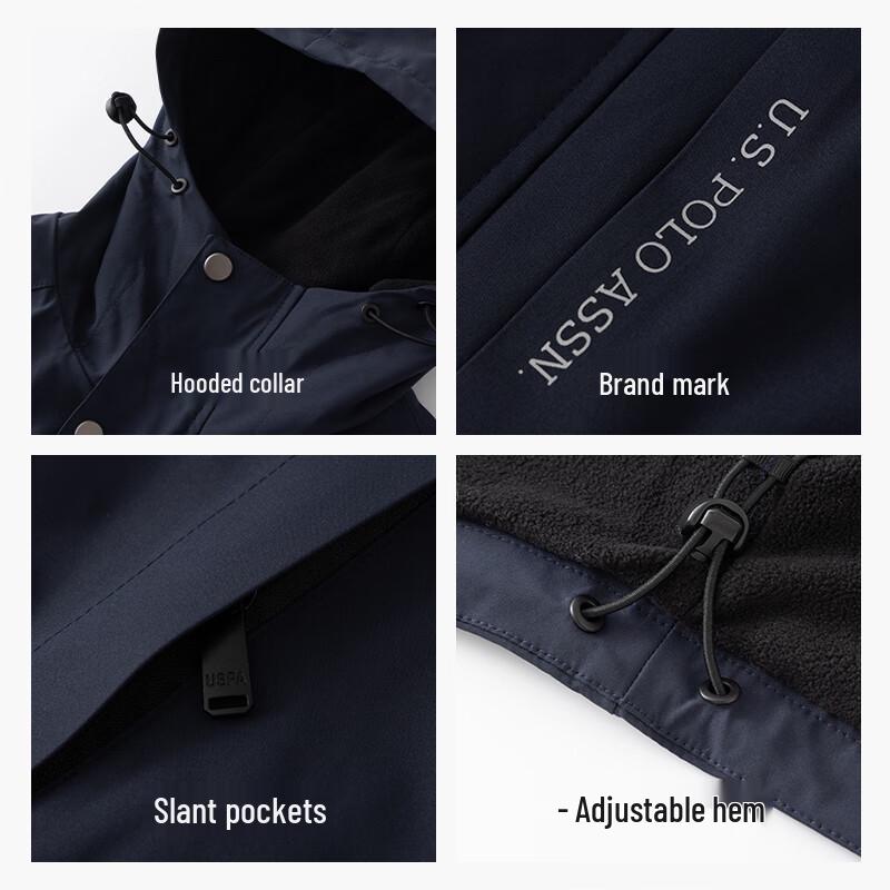 U.S. POLO ASSN. Men's Fleece-Lined Hooded Windproof Jacket