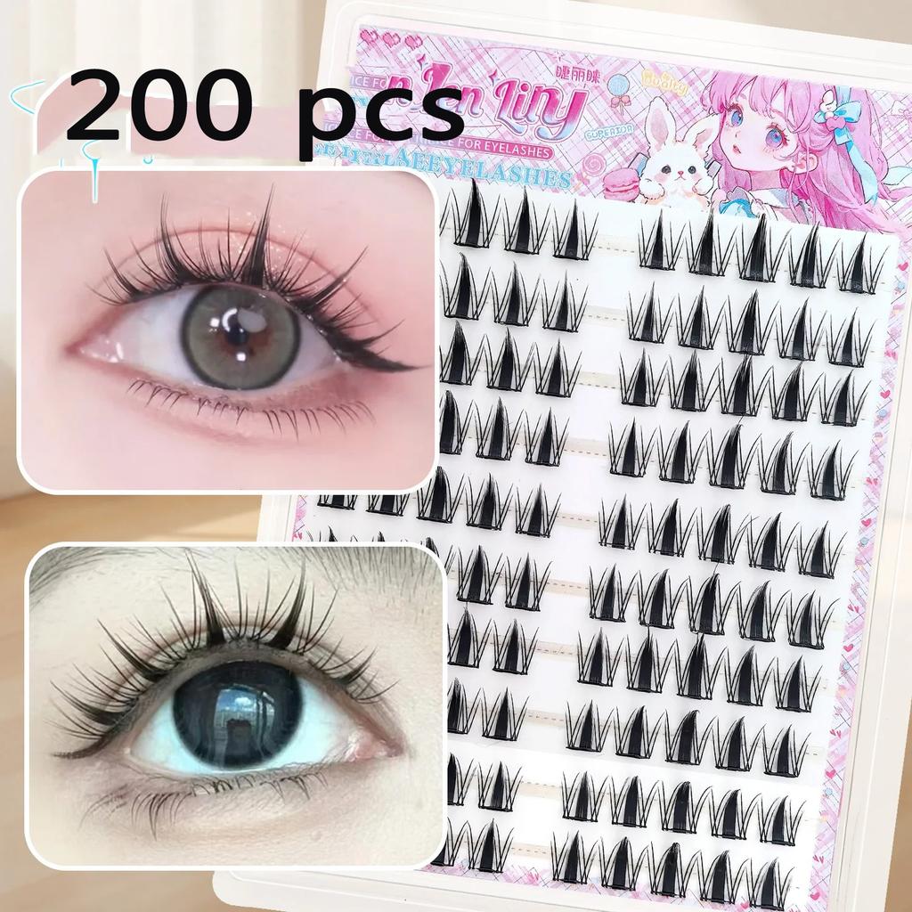 100PCS Little Rabbit Glue-Free False Eyelashes Easy to Apply Suitable for Beginners Reusable Soft & Comfortable for Daily Makeup