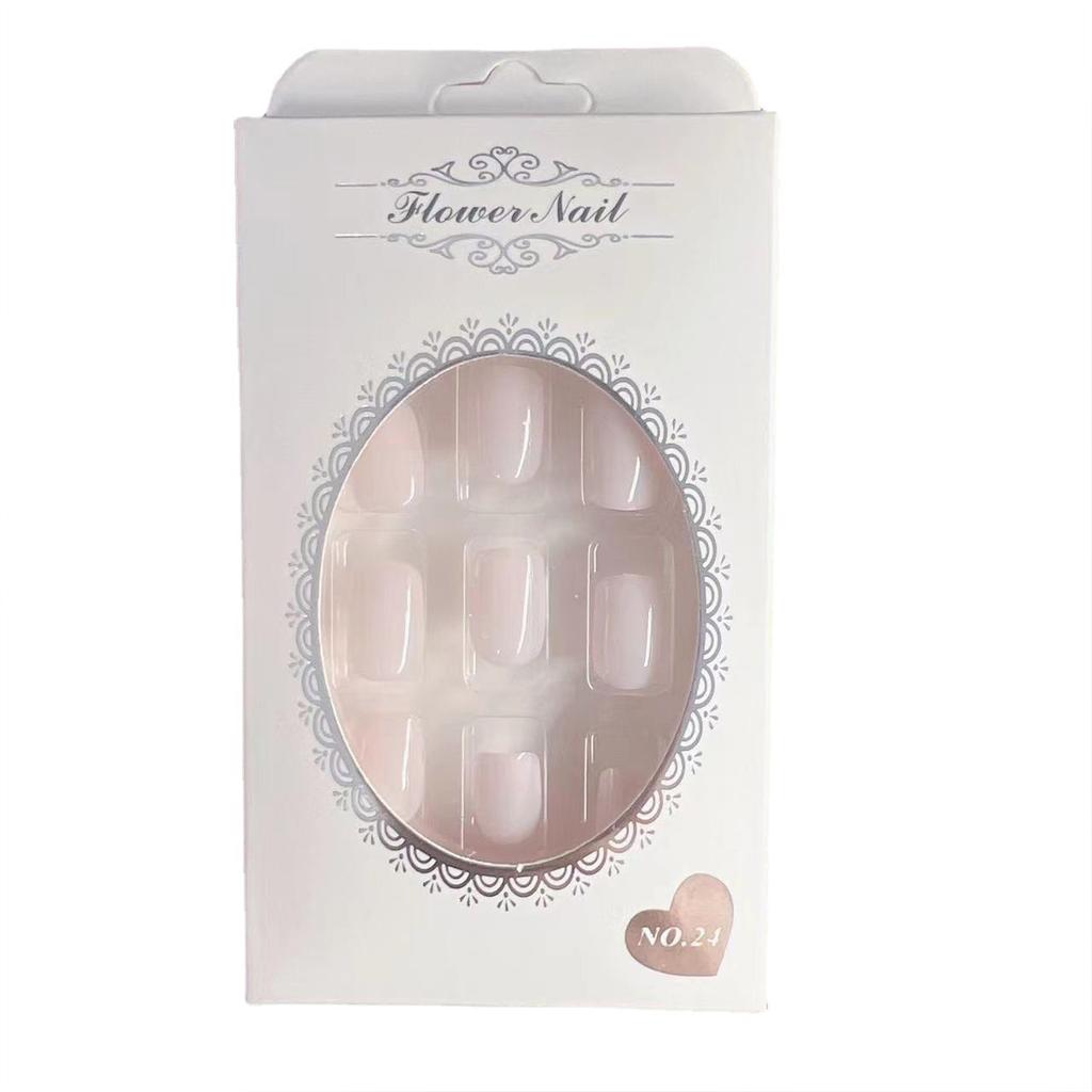 Solid Coconut White Short Fake Nails Chip-Proof Smudge-Proof Fake Nails for Stage Performance Wear
