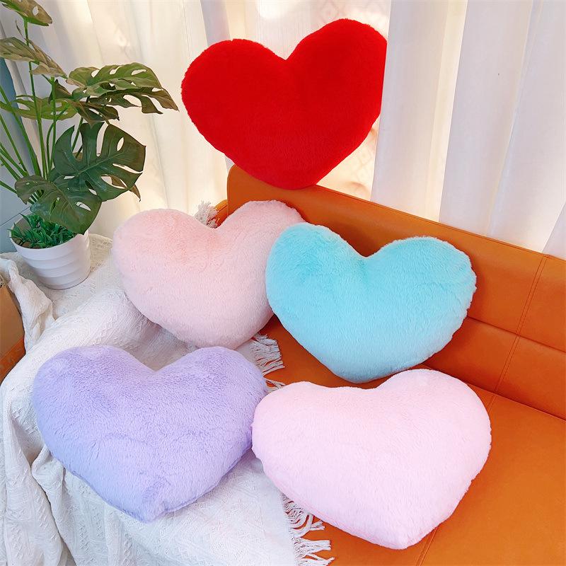 Heart-Shaped Imitation Rabbit Fur Love Pillow - Creative Sofa Cushion and Bedside Decoration Ornament