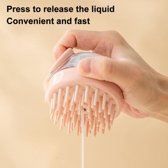 Shampoo Massage Brush with Soft Silicone Teeth Built-in Liquid Dispenser Detachable Design Pet Bathing Brush