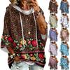 Damska bluza z kapturem w kwiatowy wzór vintage, ze sznurkiem, luźny krój, casualowa bluza z długim rękawem