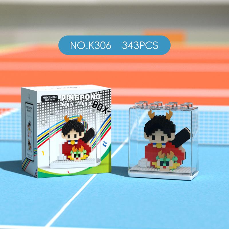 Creative DIY Cute Table Tennis Racket Building Block Model Tiny Particle Educational Assembly Toy Christmas Gift
