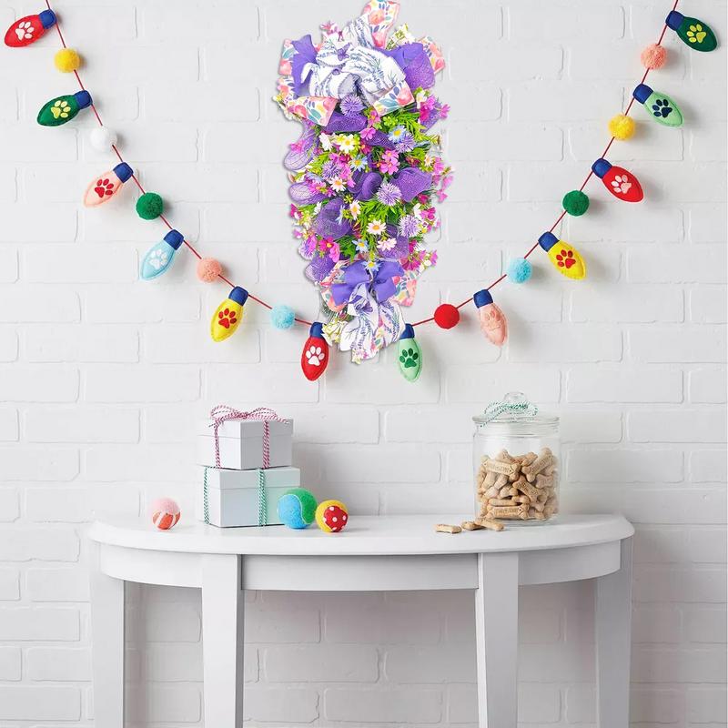

Easter Wreaths For Front Door Teardrop Floral Swag Spring Door Wreath Welcome Wall Garland Flower Easter Decoration For фиолетовый