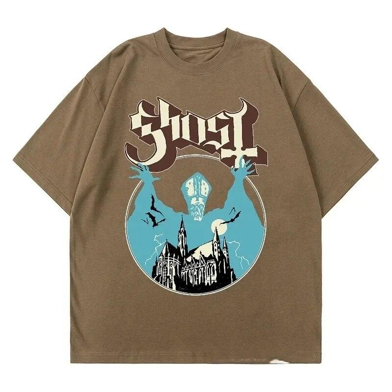 Tricou nou Ghost Band Femei Oversize Moda Cool London Singer Fans Essentials Summer Maneca scurta Print Rock Plain Negre Tricouri Unisex