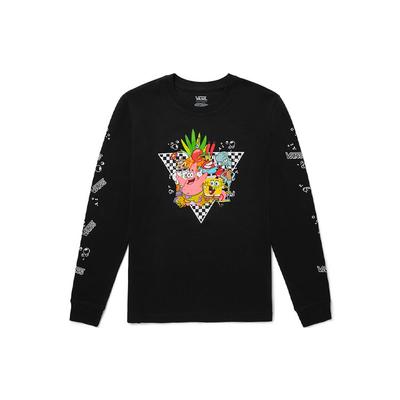 X SpongeBob Schwammkopf Cartoon-Print Rundhals Langarm T-Shirt Damen Tops Schwarz VN0A5I3FYZS
