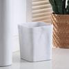Faux Marble Wastebasket Open Top Trash Bin Stylish Resin Square Design Non-Slip Base Ideal Bathroom Decor