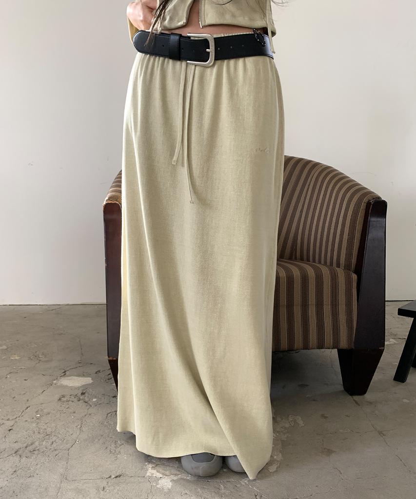 Odes Washed Rib Maxi Skirt (Butter)