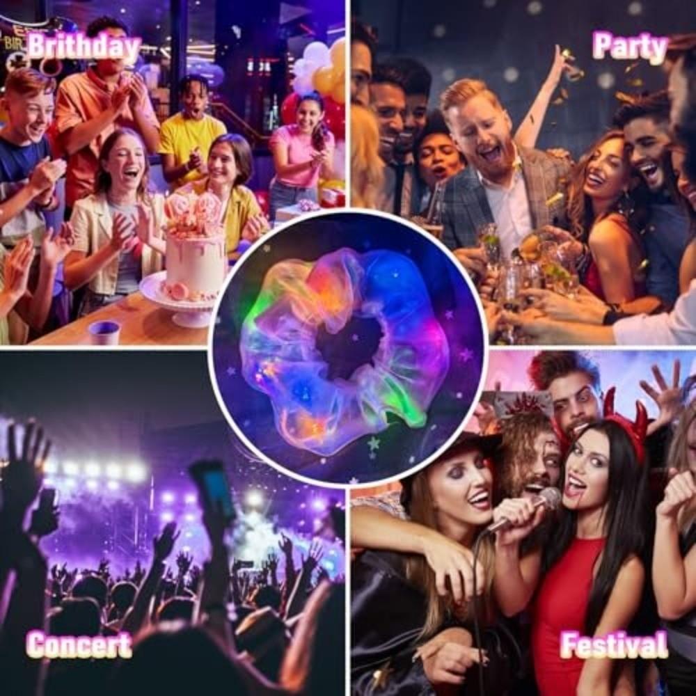 3pcs Large Size LED Scrunchies Satin Elastic LED Hair Scrunchie  Christmas Event
