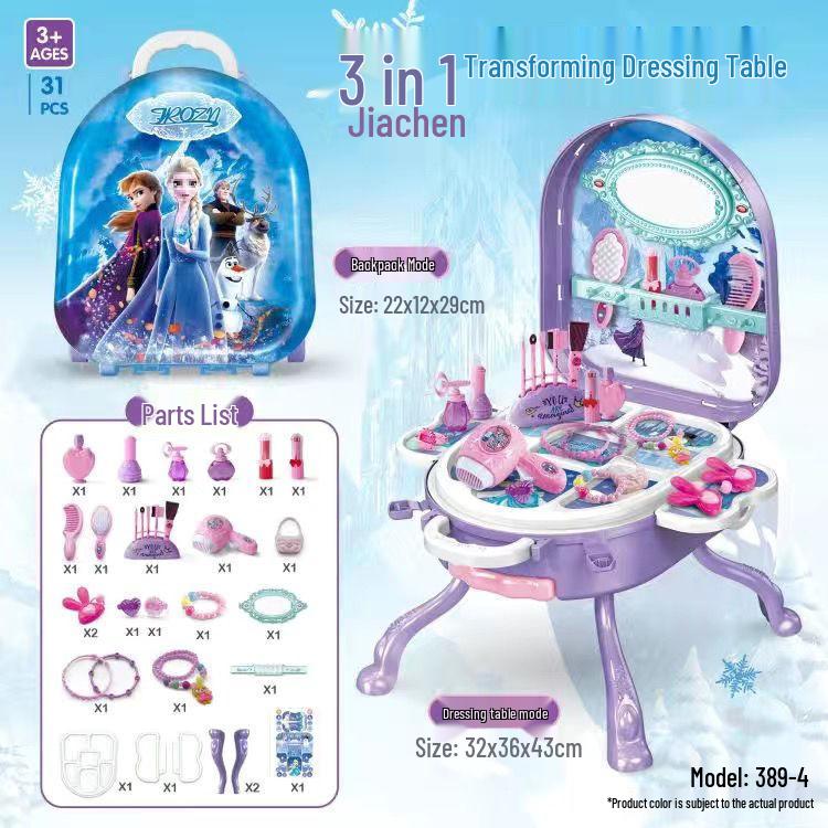 Frozen Princess Role Play Jewelry Set & Dressing Table Suitcase - Perfect Birthday Gift for Kids