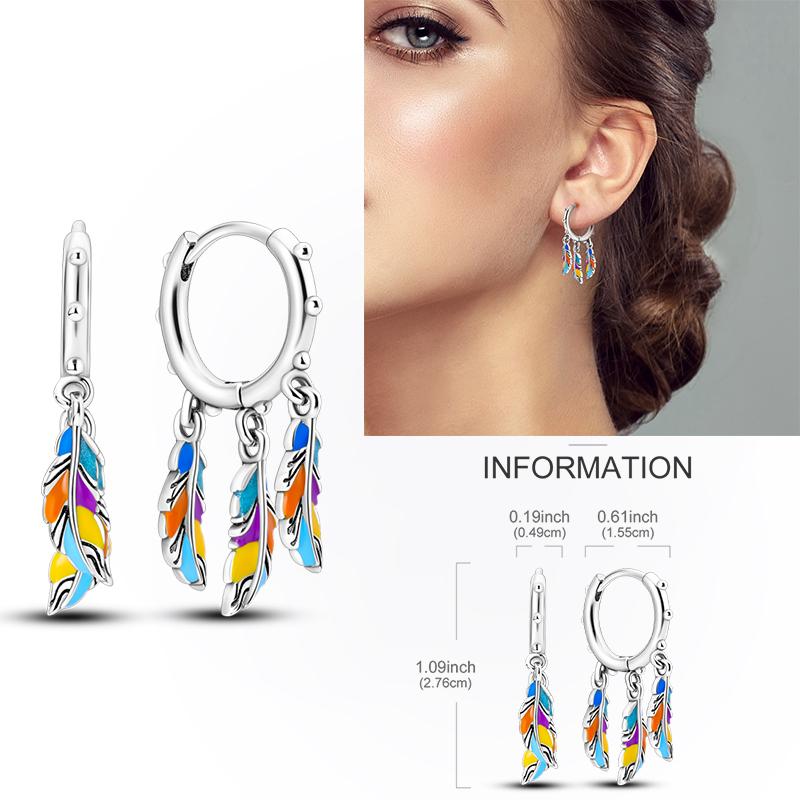 925 Silver Hoop Earring Moon Sun Earring Pendent Zircon Heart Shape Star Eardrop For Women Girl Making Jewelry