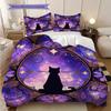 Black Cat Pattern Bedding Quilt Set Quilt Cover Pillowcase Home Decoration Birthday Gift (1 * Duvet Cover + 2 * Pillowcase, Without Core)