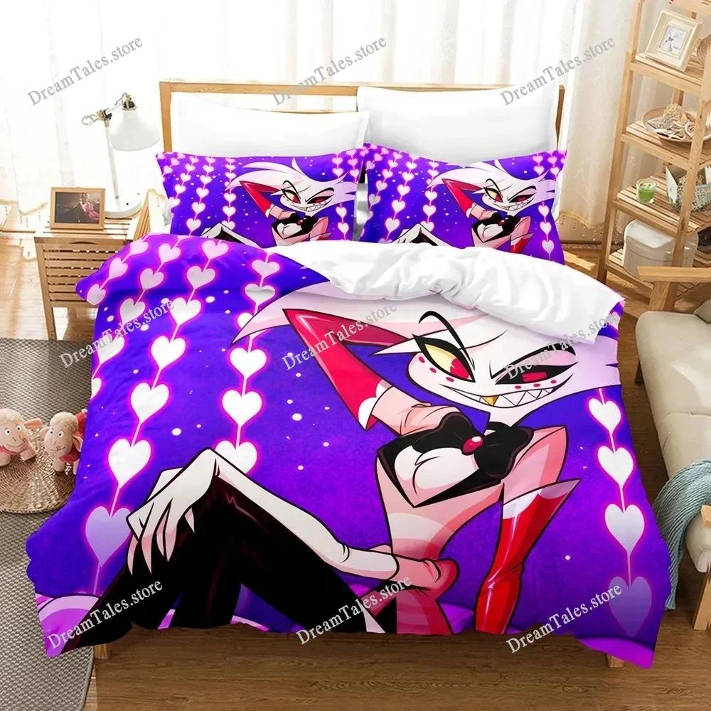 Fashion Cartoon Hazbinel Bedding Set Duvet Cover Set with Pillowcase Twin Full Queen King Bedclothes Bed Linen Home Textiles