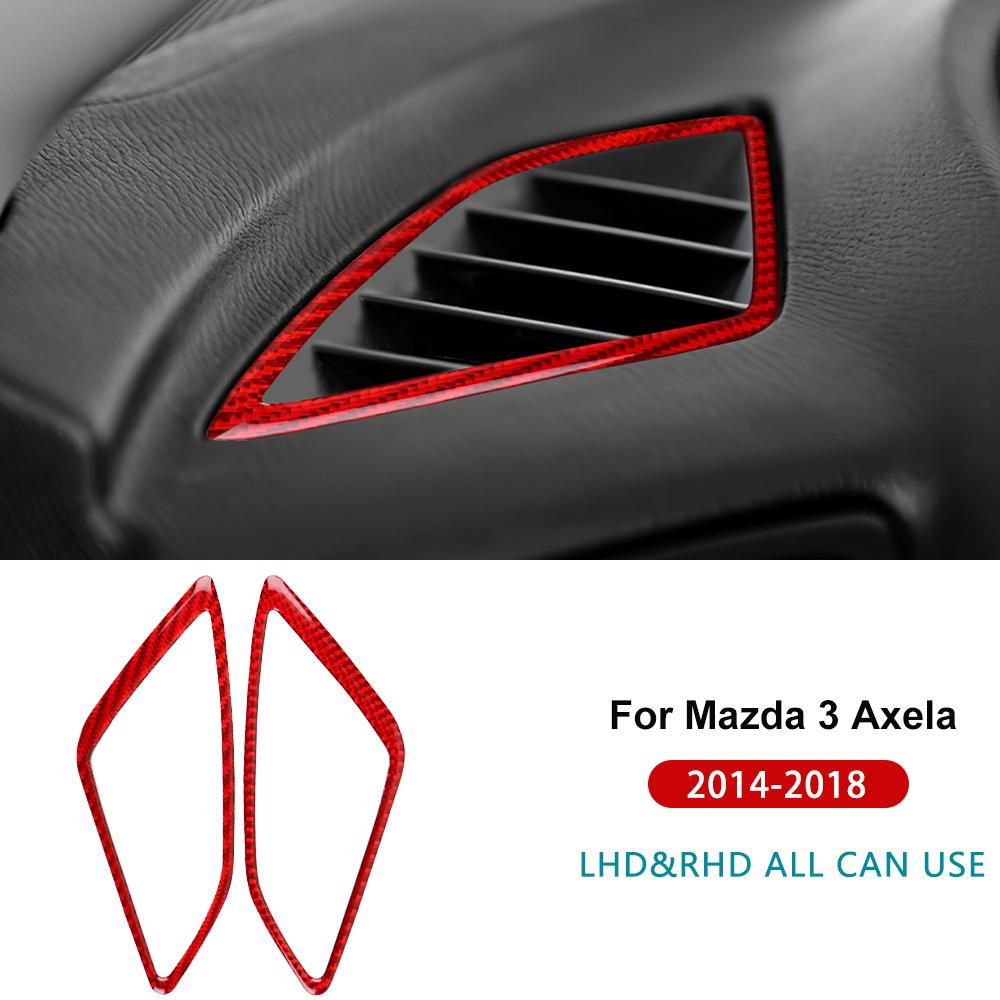 Real Carbon Fiber For Mazda 3 Axela 2014 2015 2016 2017 2018 LHD RHD Car Dashboard Both Side Air Outlet Accessories Sticker gbmqn50