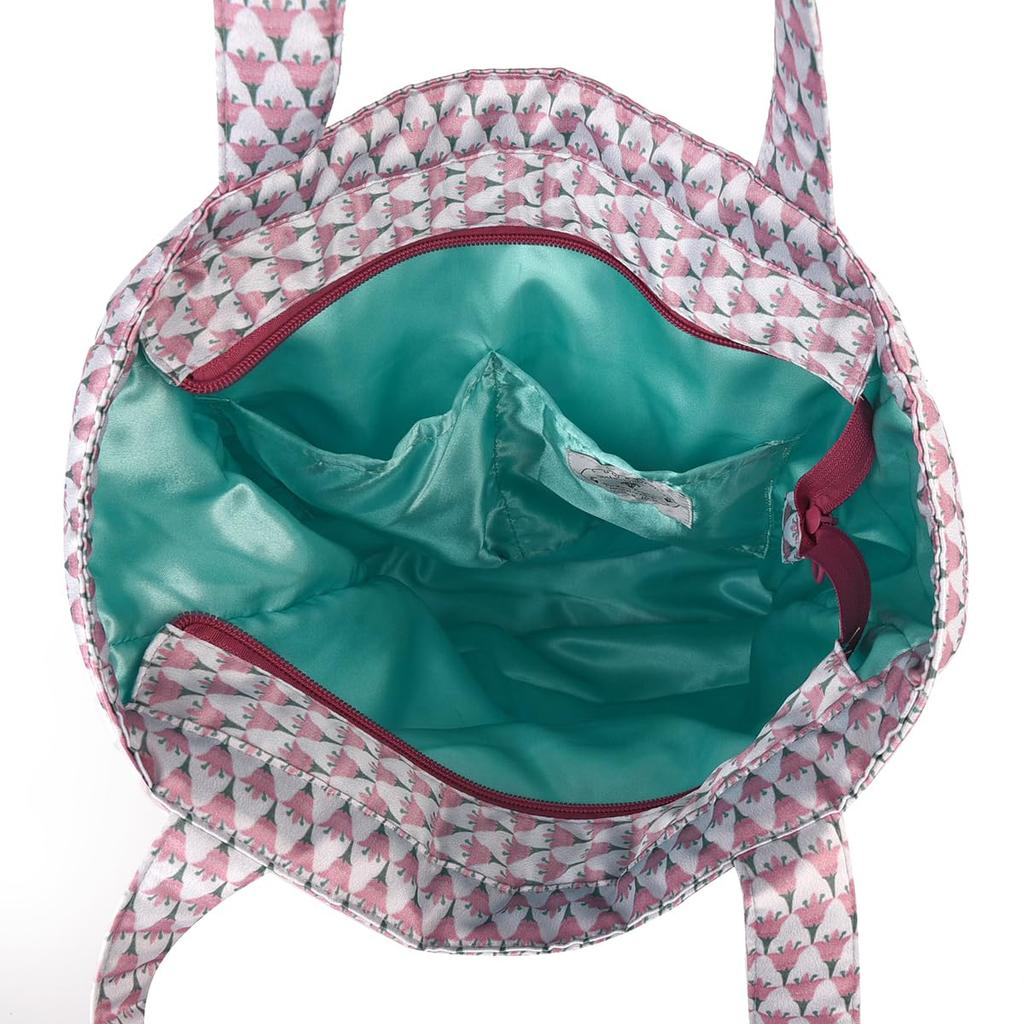 Kusguru Japan Parlor Suzuran-do Satijnen Print Tote Bag, Dames, 258059, Roze