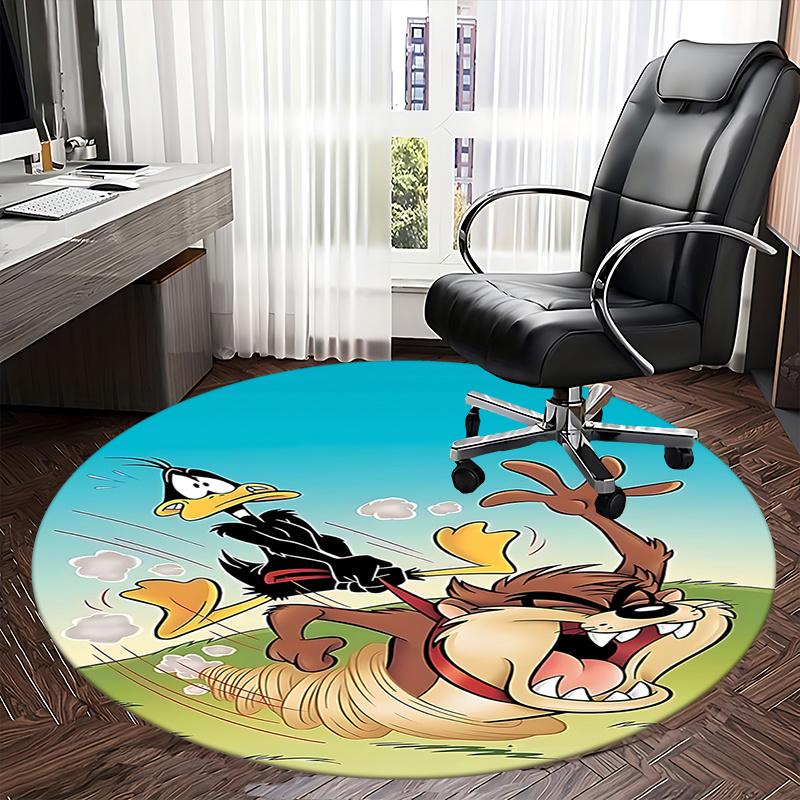 Looney Tunes Daffy Duck & Tasmanian Devil Round Chair Mat - Home Decor, Sofa Carpet