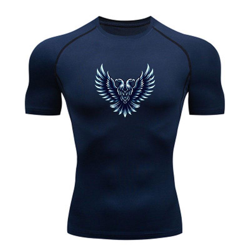 Men's Compression Workout T Shirt, Double Headed Eagle Print