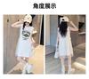 2026 Summer New Mid University Children's White Dress, Girls' Elegant Princess Dress, Girls' Summer Dress, Mesh Skirt