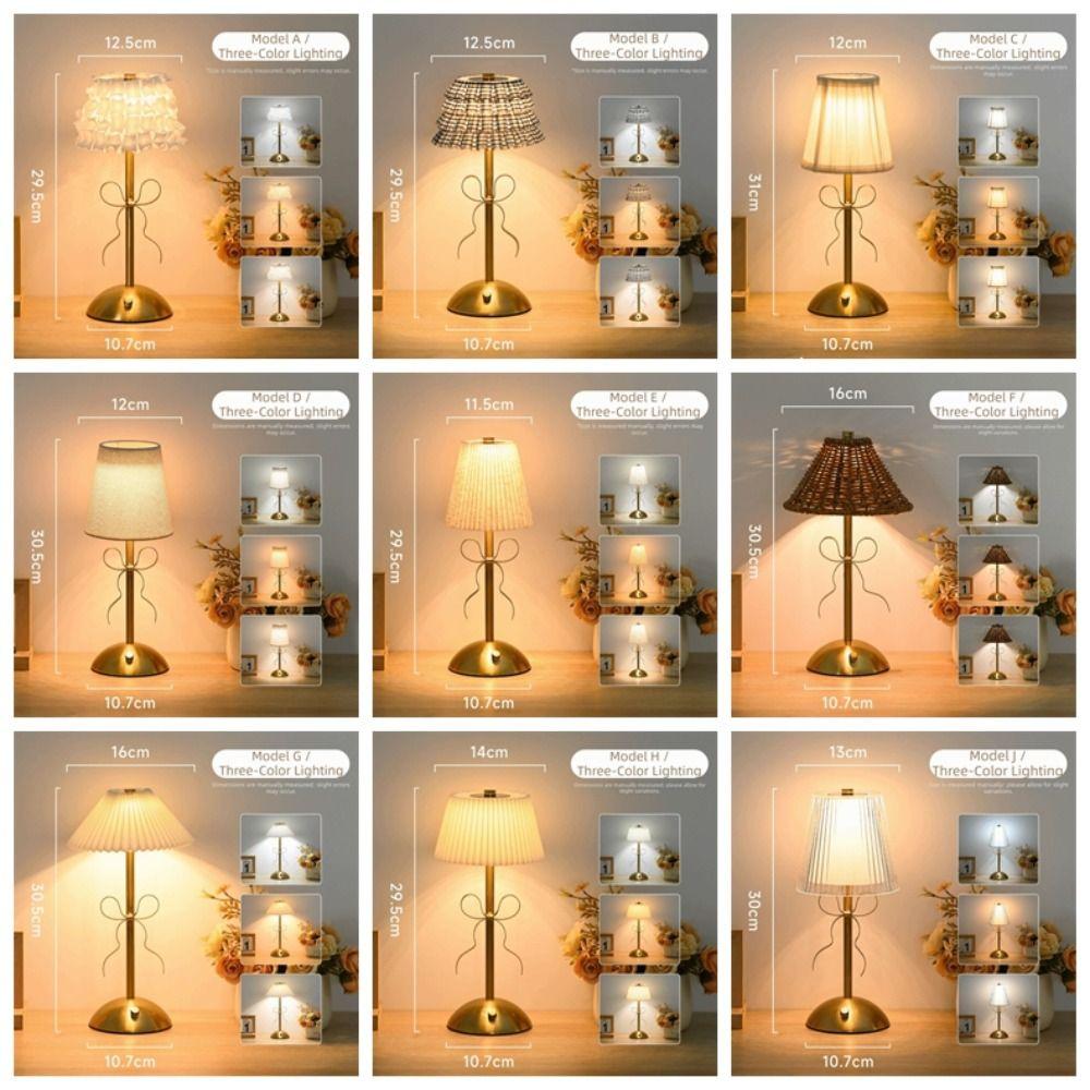 Luxury Rechargeable Small Lamp 3-color Changing Touch Stepless Dimmable Table Bedside