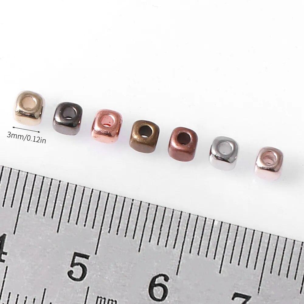800pcs CCB Square with Rounded Corners Beads 3mm Mixed Color for DIY Jewelry Necklace Making Accessories