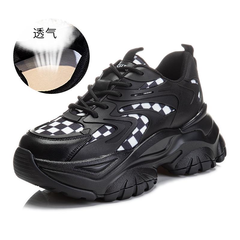 Absorbent sole leather women's shoes 2025 spring new sports and leisure shoes children's versatile thick-soled dad shoes women's trend