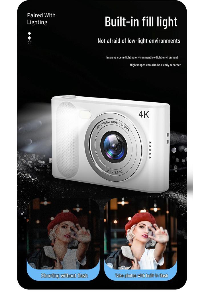 Appareil photo numérique portable rétro double CCD 100 MP pour étudiants