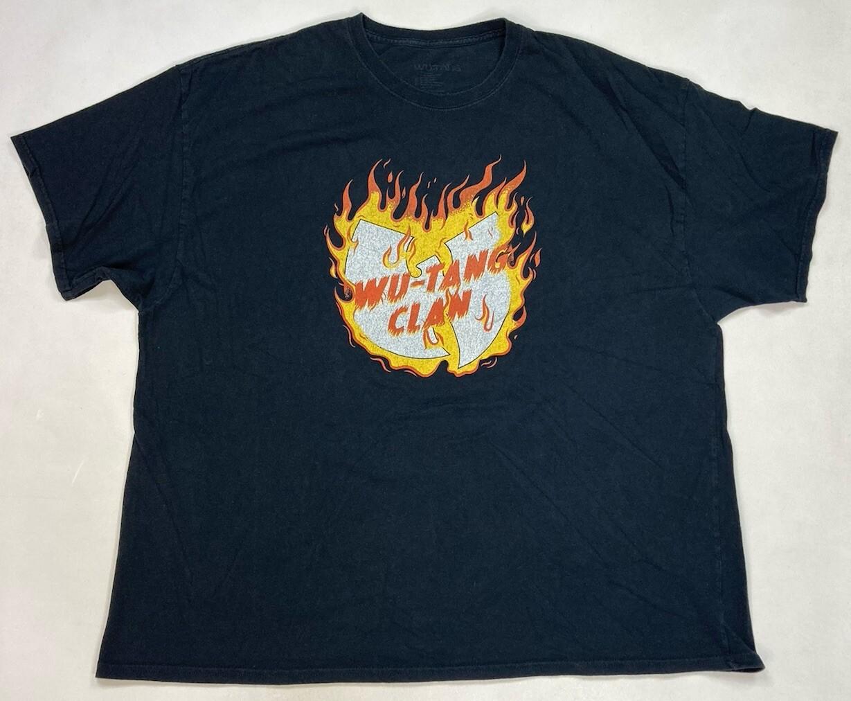 Wu-tang Flames Logo Graphic T-shirt Men 3XL Black Short Sleeve Rap Music M