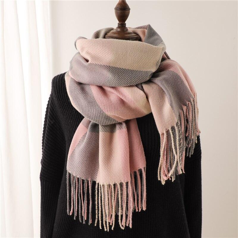 

Winter Plaid Cashmere Blanket Scarf Fashion Design Thick Warm Pashmina Travel Shawl Wraps With Tassel Poncho Stoles Echarpe