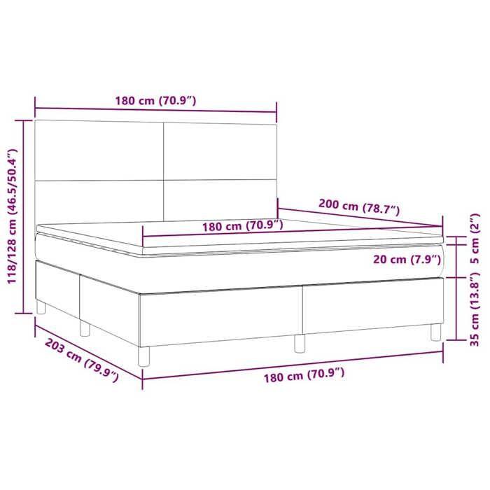 VidaXL Slatted Bed Base with Mattress and LED, Upholstered Bed, Double Bed, Adult Bed for Interior Bedroom, 3136020