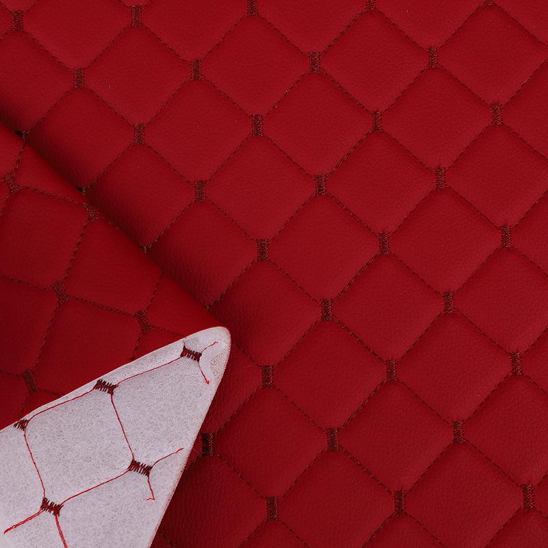 Diamond Pattern Quilted Computer-Embroidered Cotton Leather Textile