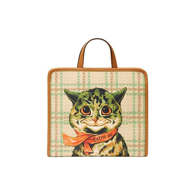 Gucci Cat Print Canvas Tote Bag Kids tote bags Yellow 605614-FABDM-8678