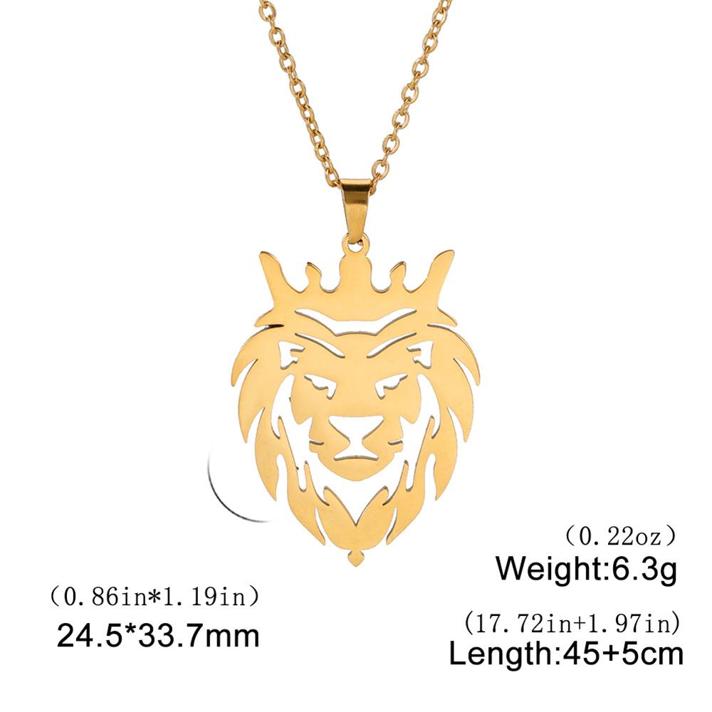 My Shape Lion King Crown Pendent Necklaces for Men Boys Stainless Steel Punk Animal Wolf Charms Choker Chains Hip Hop Jewelry