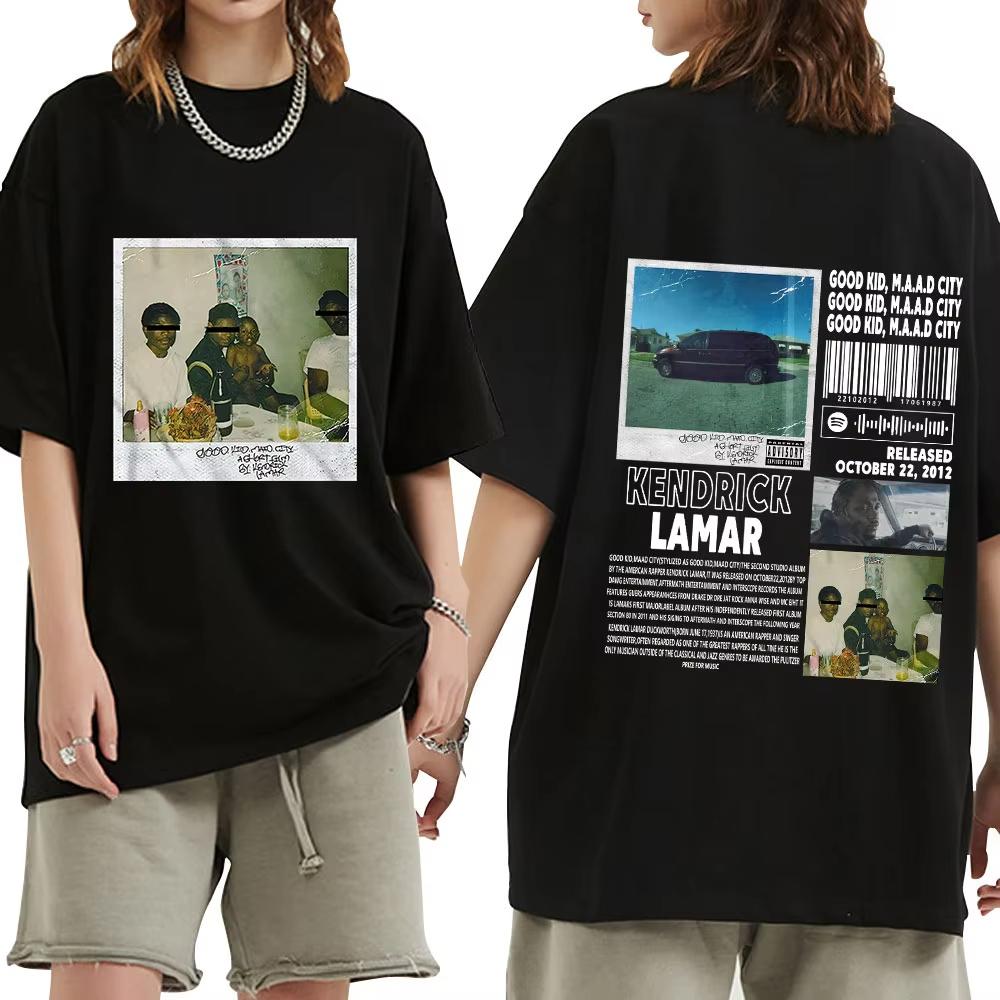Rapper Kendrick Lamar Good Kid TShirt Men Women Clothes Hip Hop Music Album Graphic T-shirts Fashion Vintage Oversized Tee Shirt S