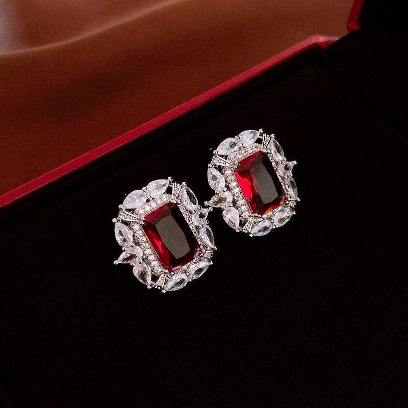 Diamond-set pearl double-sided earrings Korean ins temperament cold wind earrings fashion design earrings women