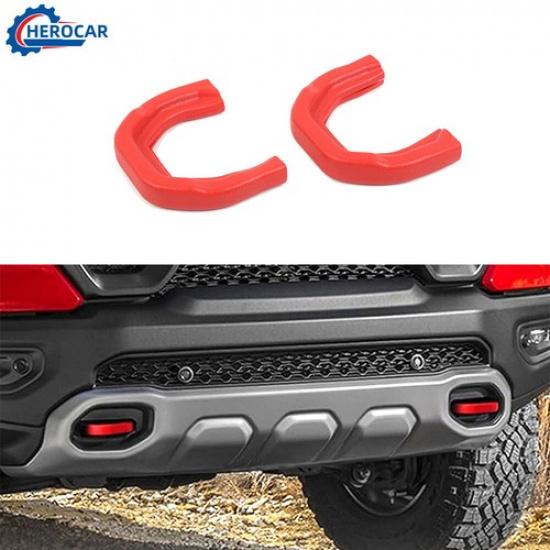 

2PC Car Red Front Tow Hook Hitch Cover Trim Protector For Dodge RAM 1500 -25
