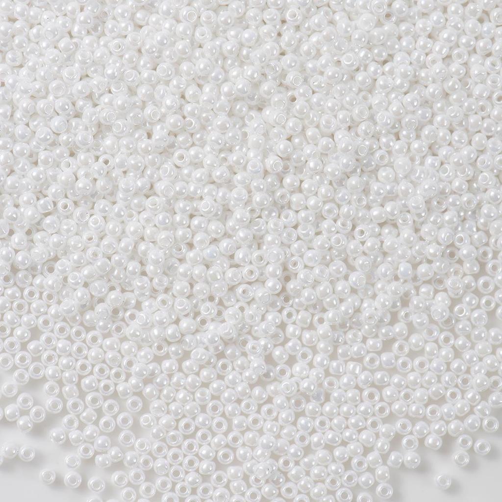 Thousand Color Glass Seed Beads 2/3mm - Solid Enamelled Round Beads for DIY Crafts, Handmade Uniform Cream String Beads.