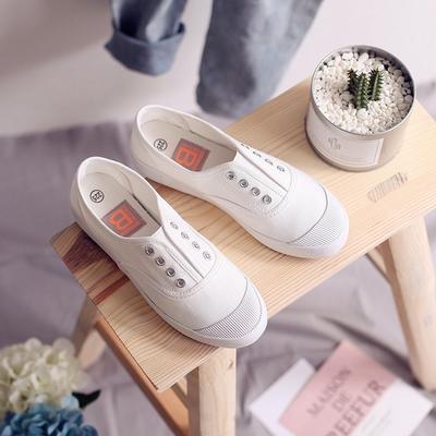 Belle's New Little White Shoes, White Canvas Shoes, Women's Low-top Flat-bottomed Lazy Shoes, Cloth Shoes, Casual Women's Shoes Mixed Batch