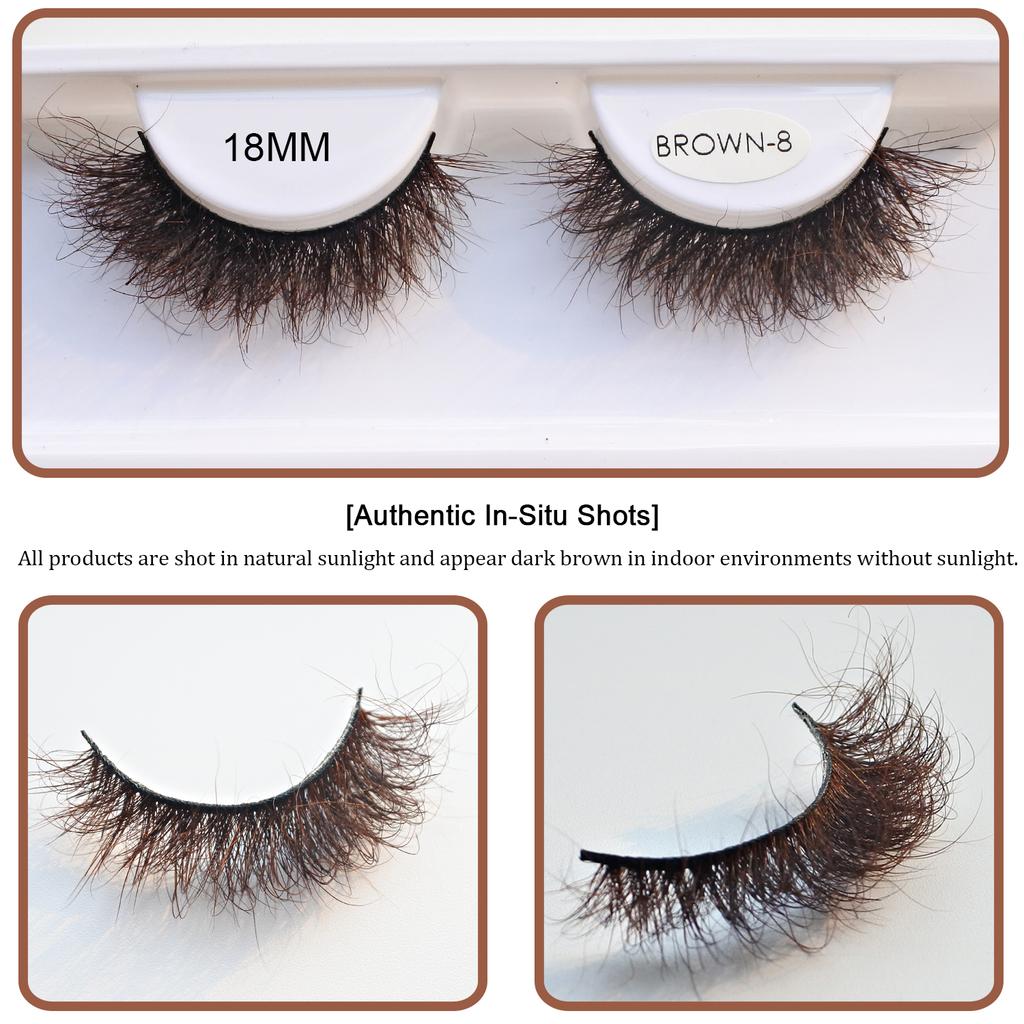 RED SIREN Brown Fluffy Mink Lashes 2026 New Design Luxurious Soft Natural Strip Lashes Cosplay Mink False Eyelashes Supplies